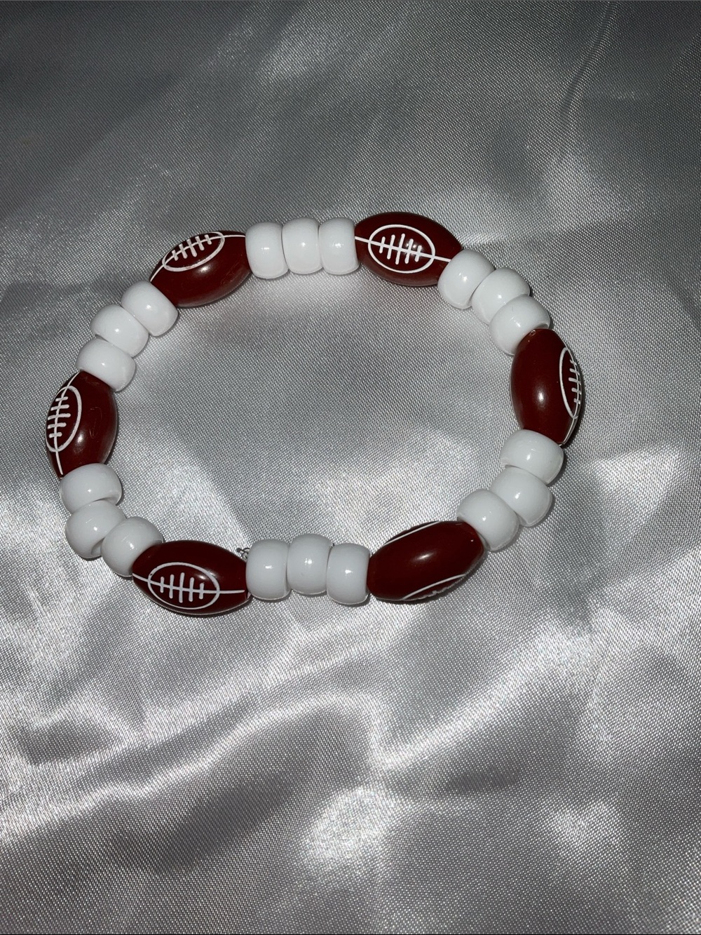 Handmade Pink & Blue Beaded Stretch Bracelet Set football baseball pick 2 - Picture 9 of 13